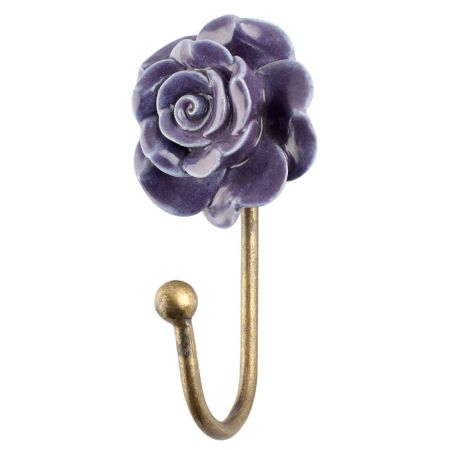 Purple Flower Ceramic Wall Hook